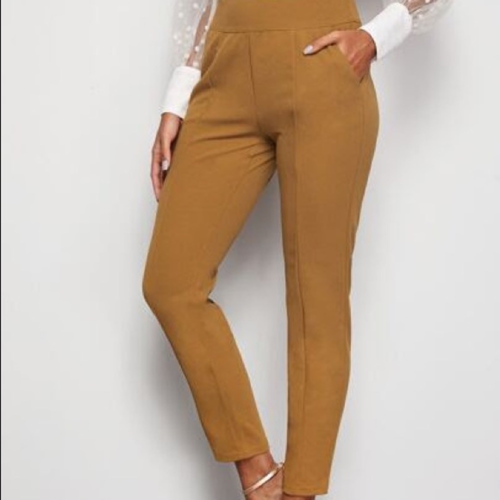 Zip Back Wide Waistband Tailored Pants